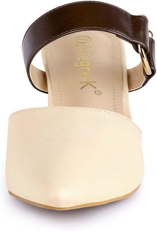 imageAllegra K Womens Pointed Toe Chunky Heel Dress Mules PumpsBeige Pink