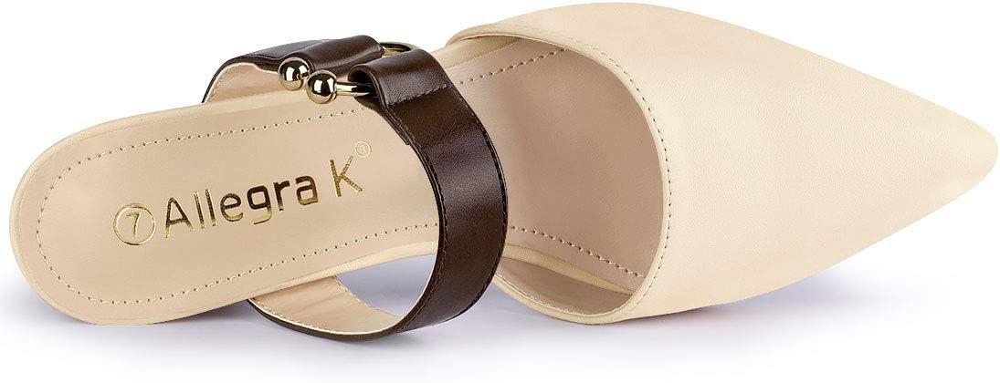 imageAllegra K Womens Pointed Toe Chunky Heel Dress Mules PumpsBeige Pink