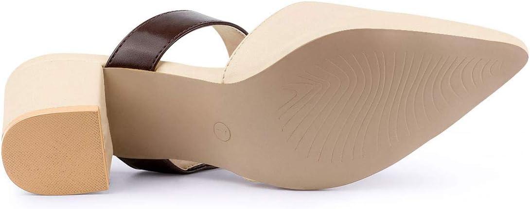 imageAllegra K Womens Pointed Toe Chunky Heel Dress Mules PumpsBeige Pink