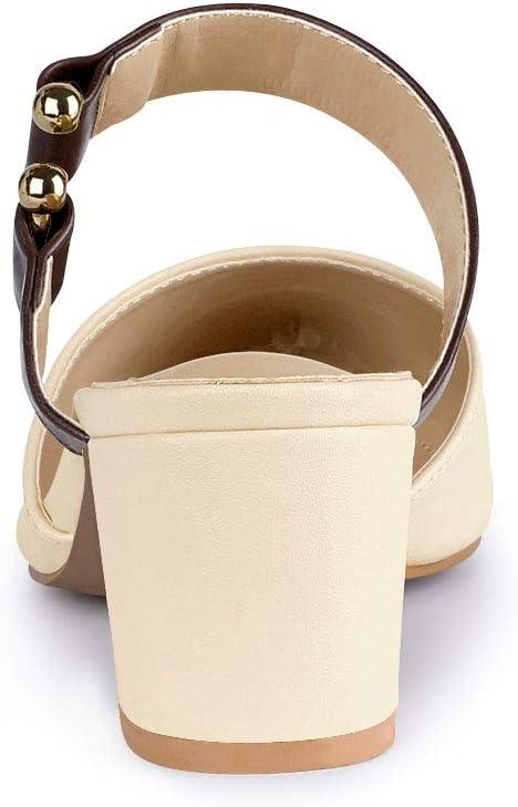 imageAllegra K Womens Pointed Toe Chunky Heel Dress Mules PumpsBeige Pink