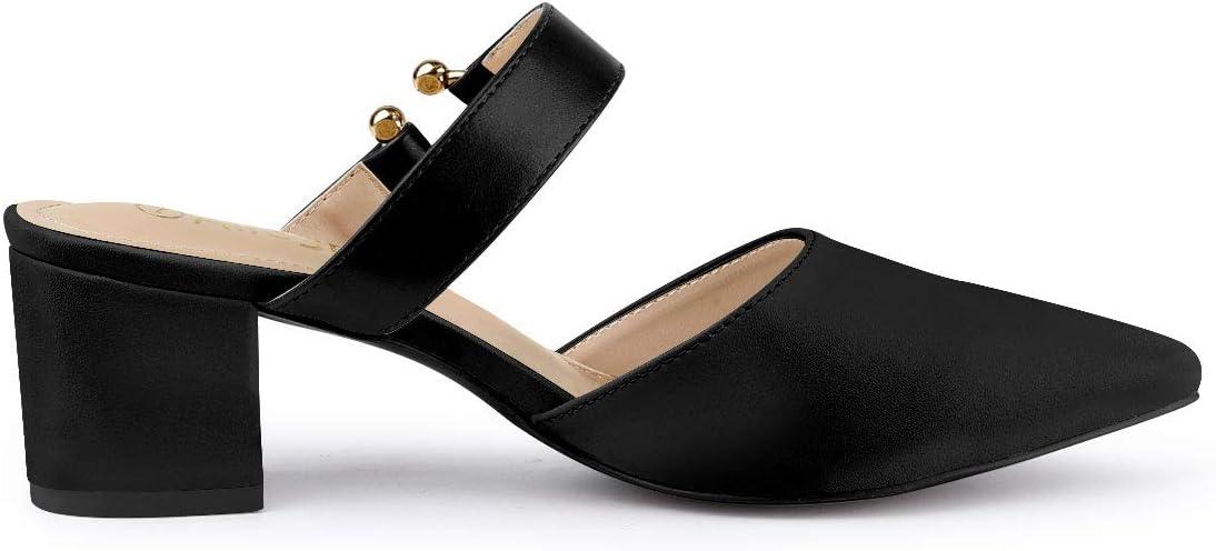 imageAllegra K Womens Pointed Toe Chunky Heel Dress Mules PumpsBlack
