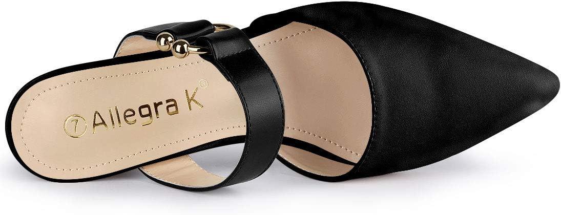 imageAllegra K Womens Pointed Toe Chunky Heel Dress Mules PumpsBlack