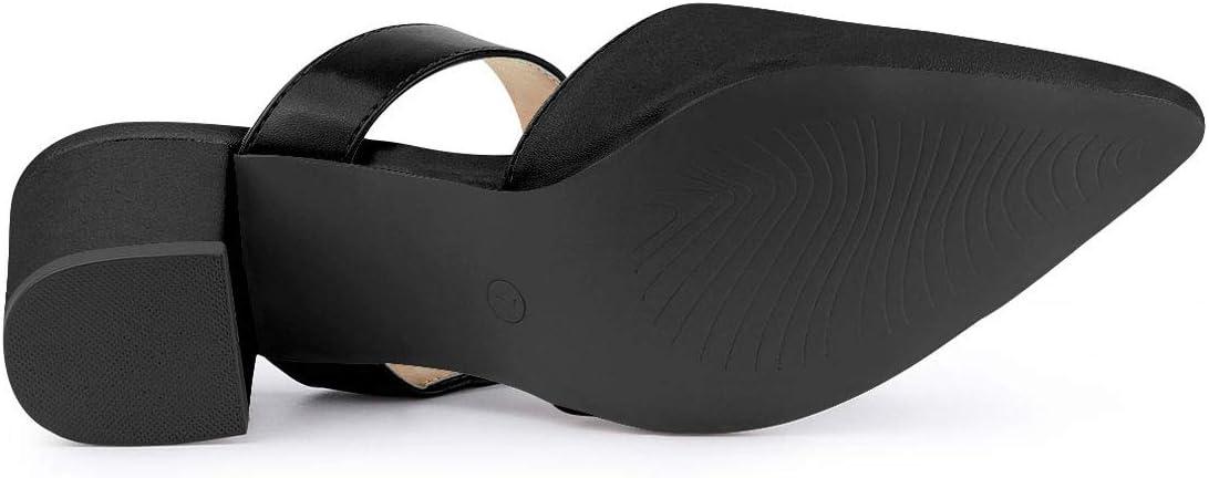 imageAllegra K Womens Pointed Toe Chunky Heel Dress Mules PumpsBlack