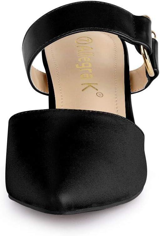 imageAllegra K Womens Pointed Toe Chunky Heel Dress Mules PumpsBlack