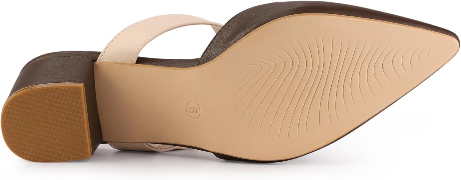 imageAllegra K Womens Pointed Toe Chunky Heel Dress Mules PumpsBrown