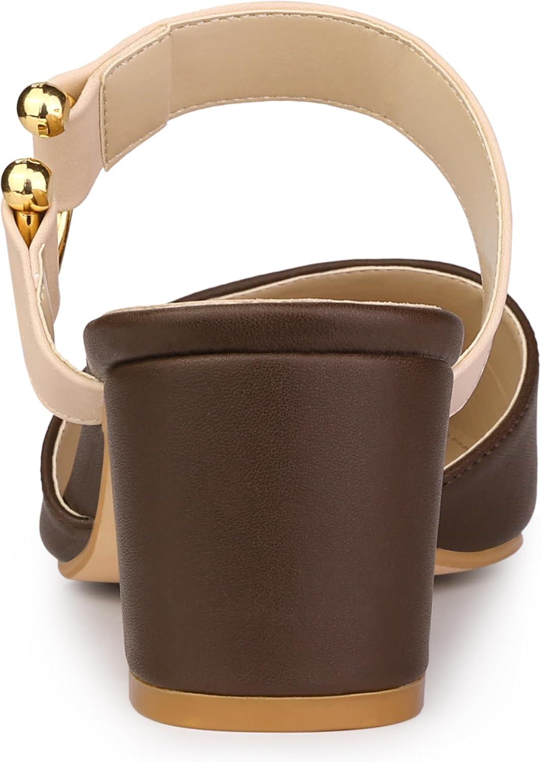 imageAllegra K Womens Pointed Toe Chunky Heel Dress Mules PumpsBrown