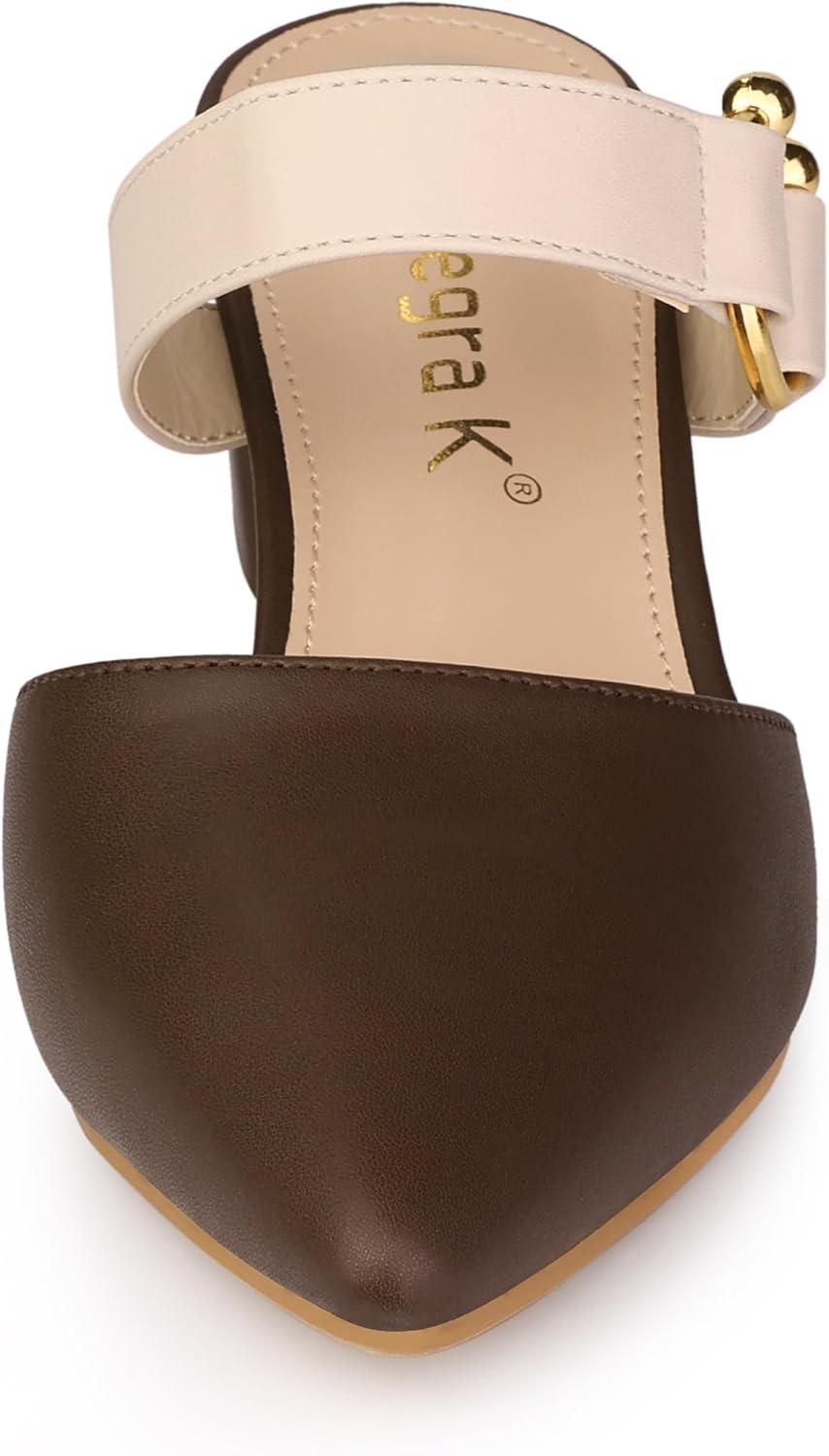 imageAllegra K Womens Pointed Toe Chunky Heel Dress Mules PumpsBrown