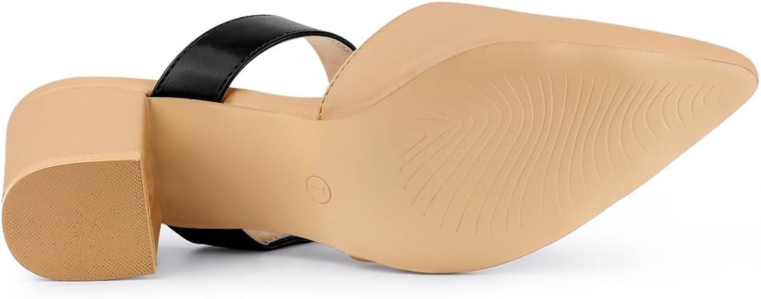 imageAllegra K Womens Pointed Toe Chunky Heel Dress Mules PumpsKhaki