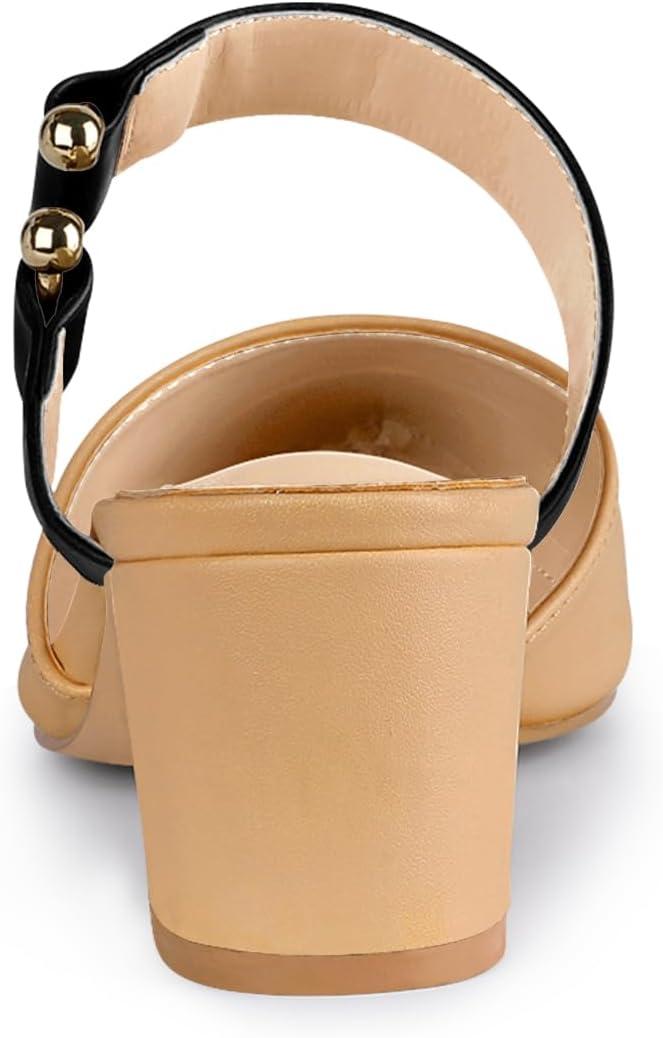 imageAllegra K Womens Pointed Toe Chunky Heel Dress Mules PumpsKhaki