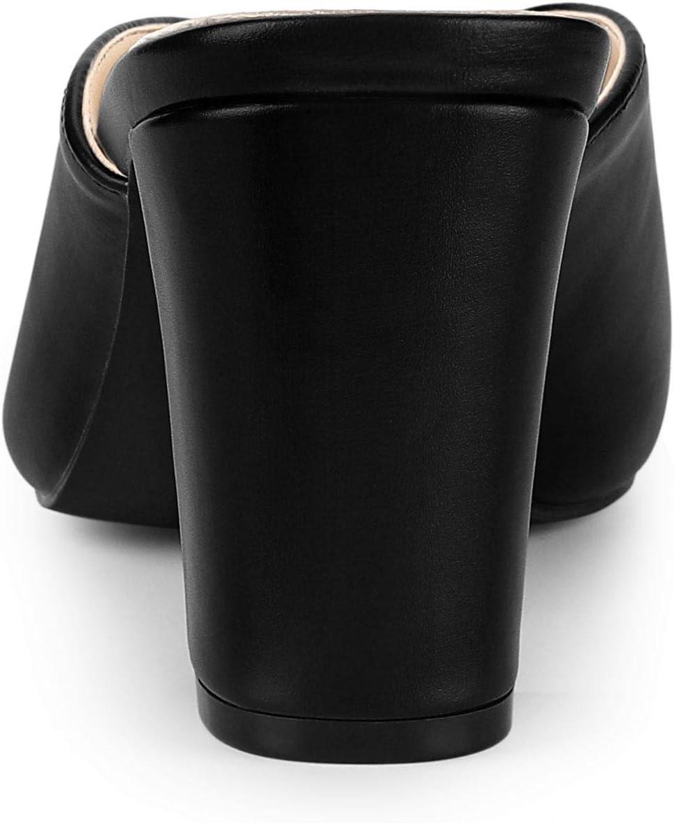imageAllegra K Womens Pointed Toe Chunky Heels Slides MulesBlack