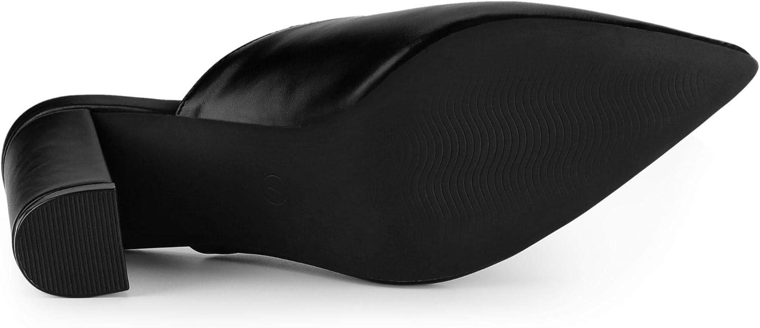 imageAllegra K Womens Pointed Toe Chunky Heels Slides MulesBlack