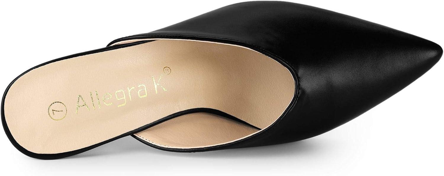 imageAllegra K Womens Pointed Toe Chunky Heels Slides MulesBlack