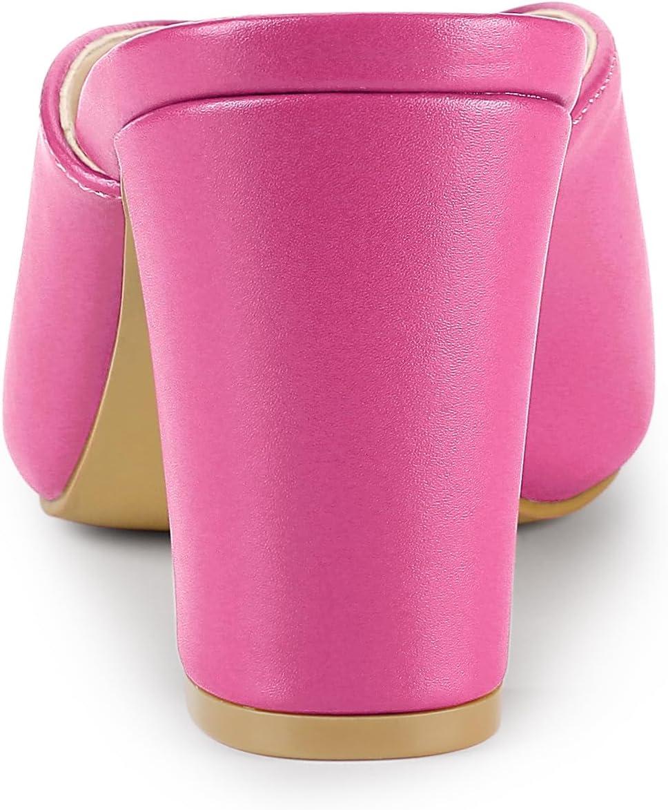 imageAllegra K Womens Pointed Toe Chunky Heels Slides MulesHot Pink