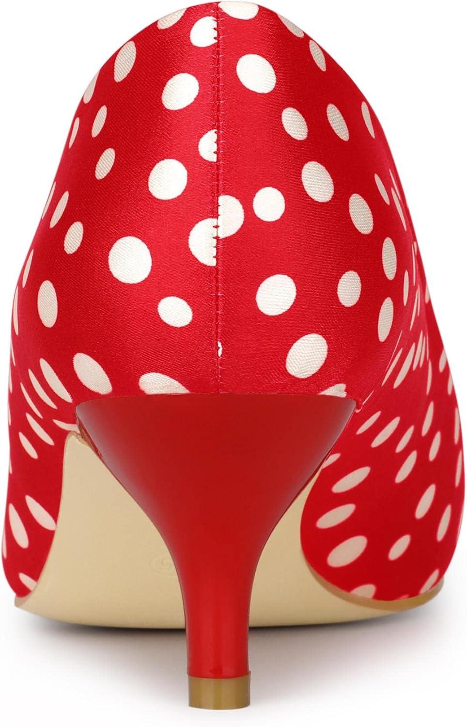 imageAllegra K Womens Pointed Toe Polka Dots Kitten Heels PumpsRed