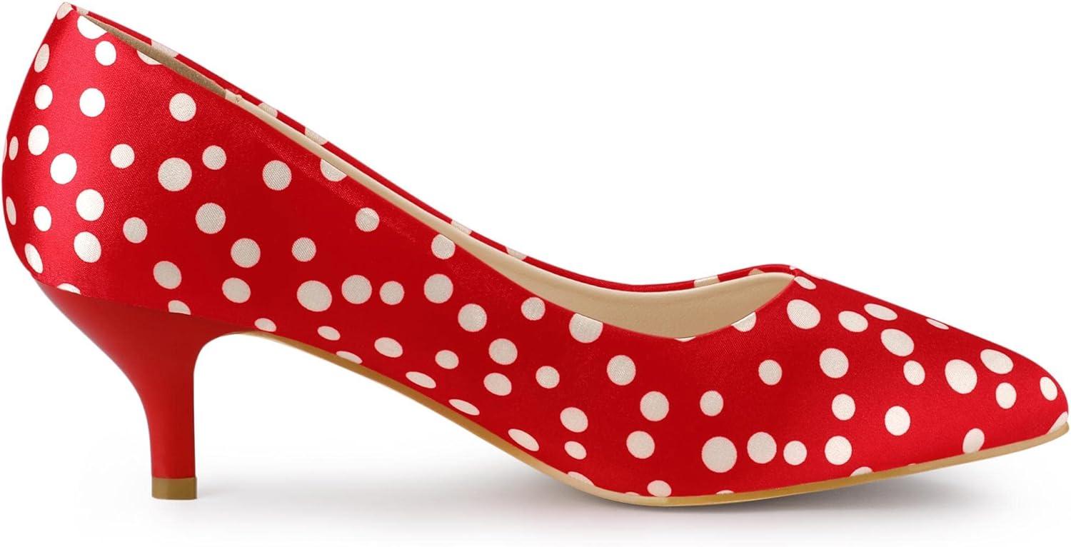 imageAllegra K Womens Pointed Toe Polka Dots Kitten Heels PumpsRed