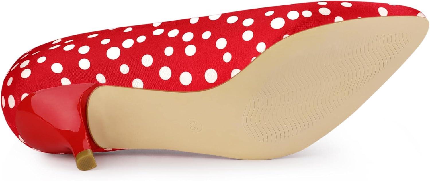 imageAllegra K Womens Pointed Toe Polka Dots Kitten Heels PumpsRed