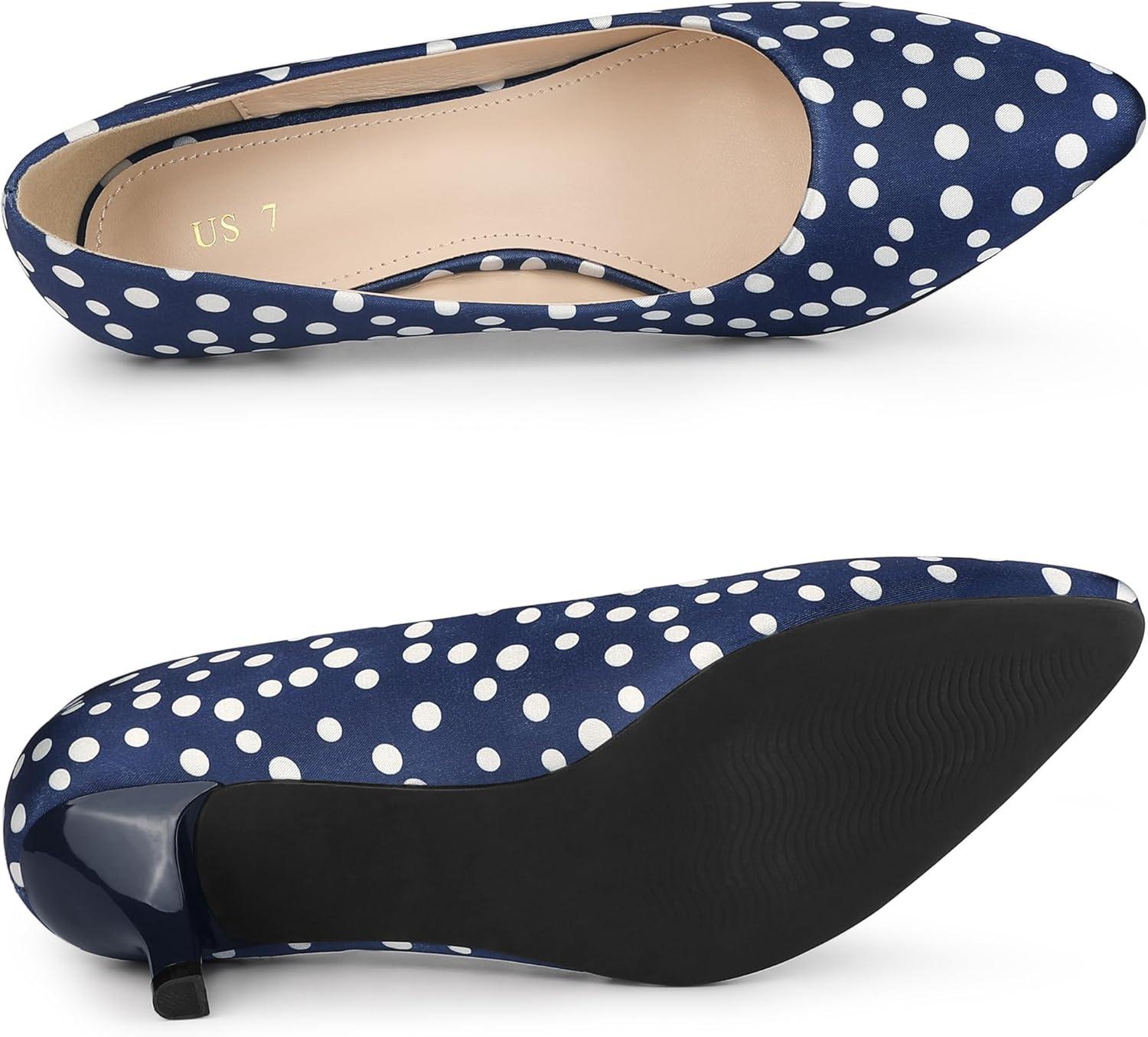 imageAllegra K Womens Pointed Toe Polka Dots Kitten Heels PumpsRoyal Blue