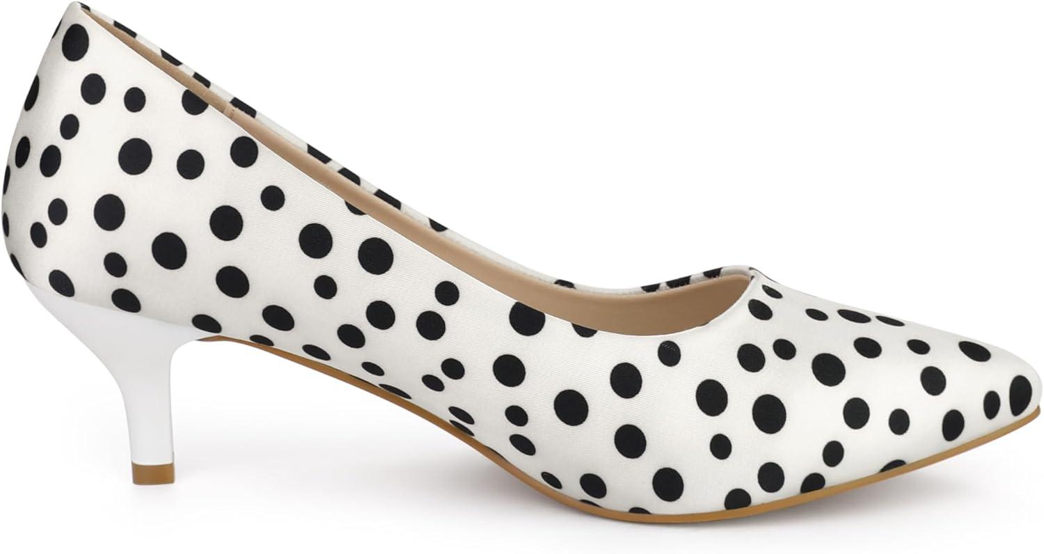 imageAllegra K Womens Pointed Toe Polka Dots Kitten Heels PumpsWhite