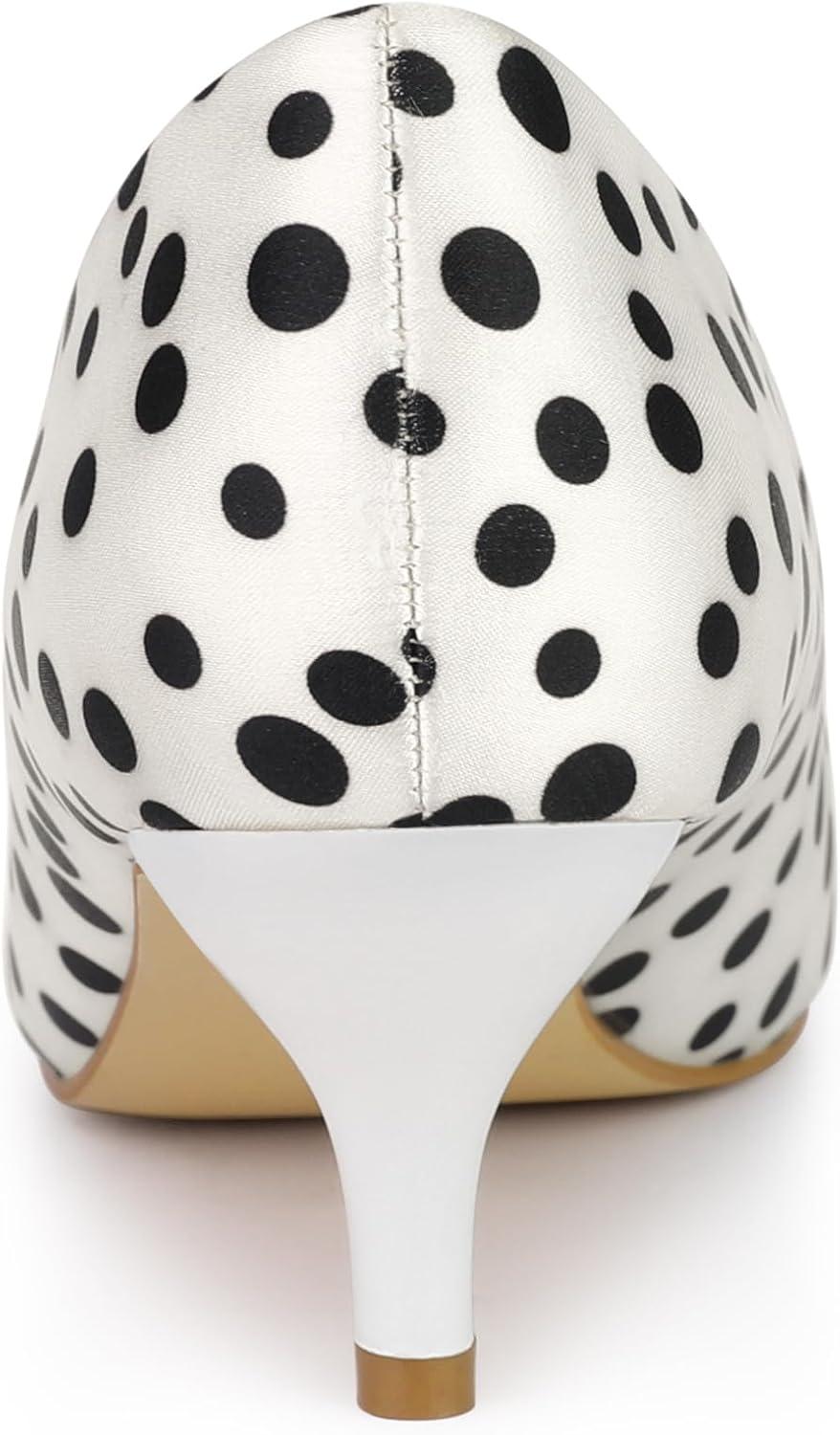 imageAllegra K Womens Pointed Toe Polka Dots Kitten Heels PumpsWhite