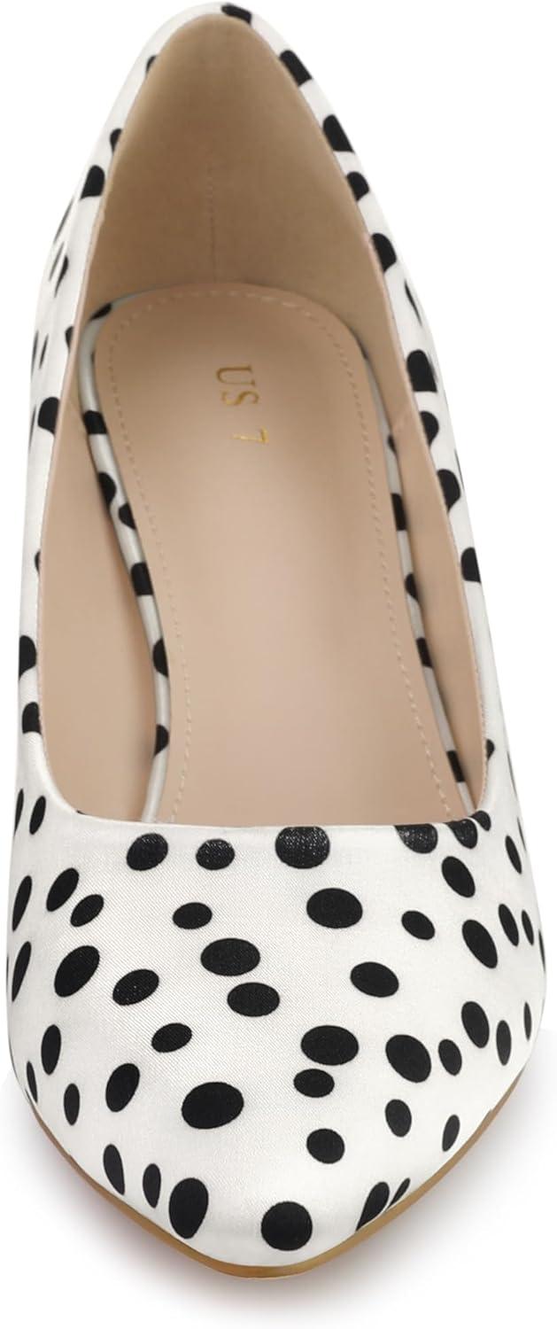 imageAllegra K Womens Pointed Toe Polka Dots Kitten Heels PumpsWhite