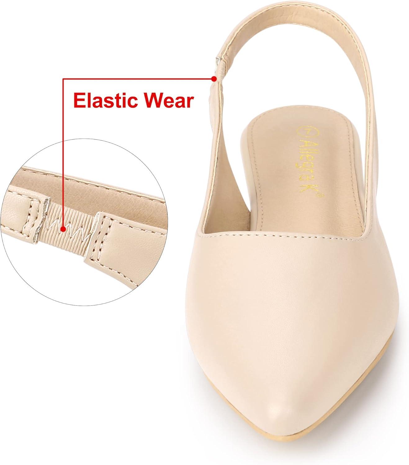 imageAllegra K Womens Pointed Toe Pumps Slingback Flat PumpsBeige
