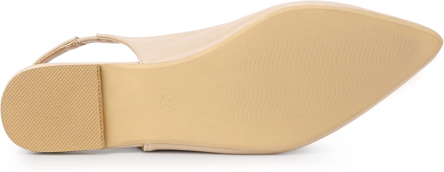 imageAllegra K Womens Pointed Toe Pumps Slingback Flat PumpsBeige