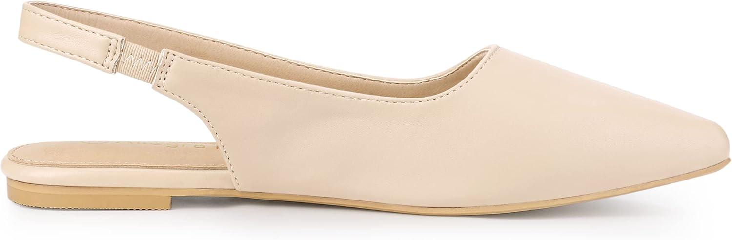 imageAllegra K Womens Pointed Toe Pumps Slingback Flat PumpsBeige