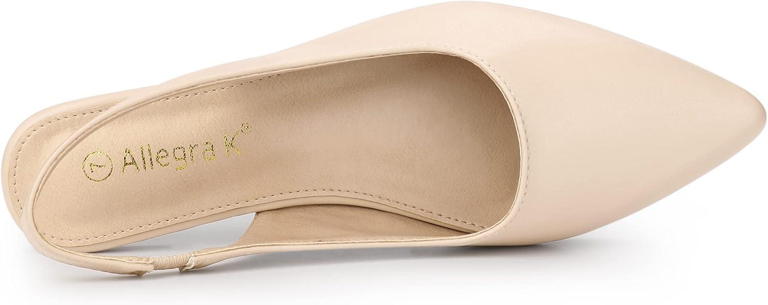 imageAllegra K Womens Pointed Toe Pumps Slingback Flat PumpsBeige