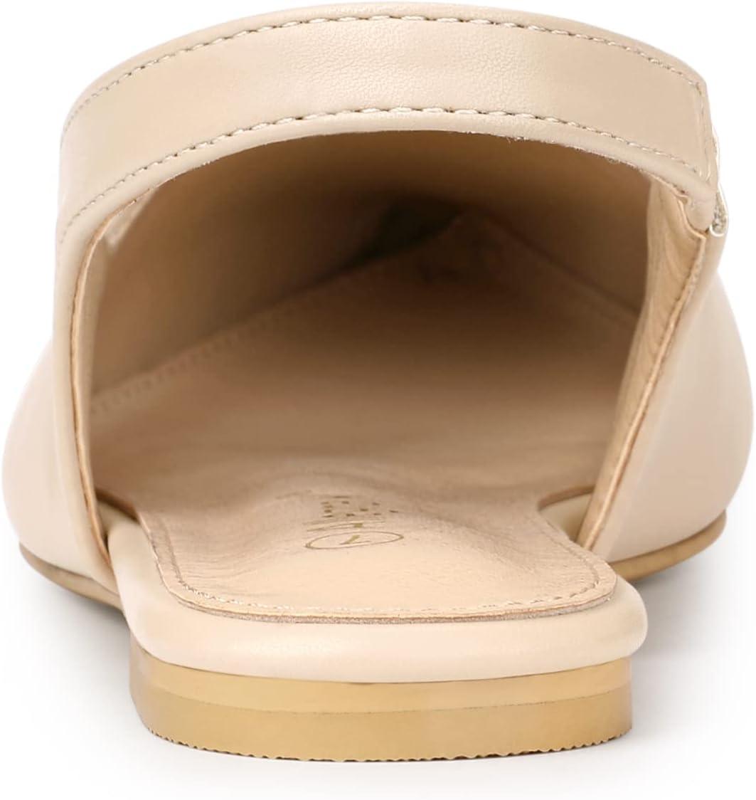 imageAllegra K Womens Pointed Toe Pumps Slingback Flat PumpsBeige