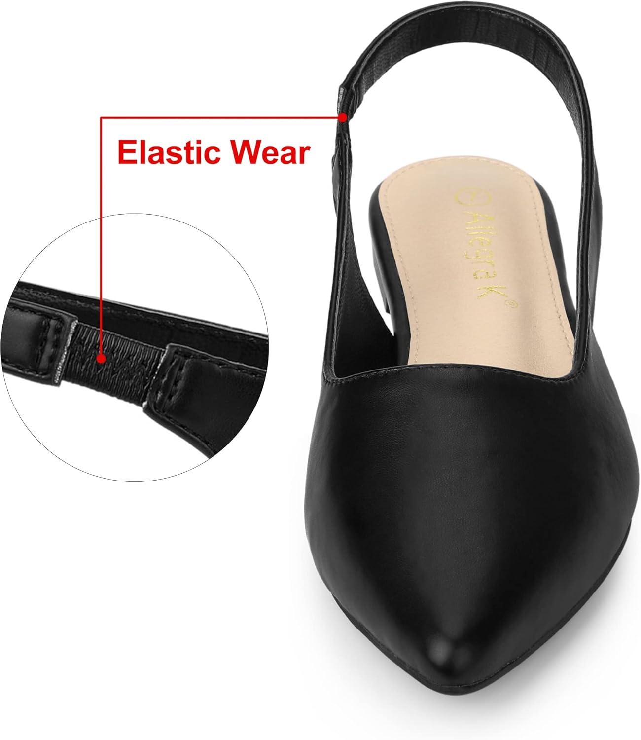 imageAllegra K Womens Pointed Toe Pumps Slingback Flat PumpsBlack