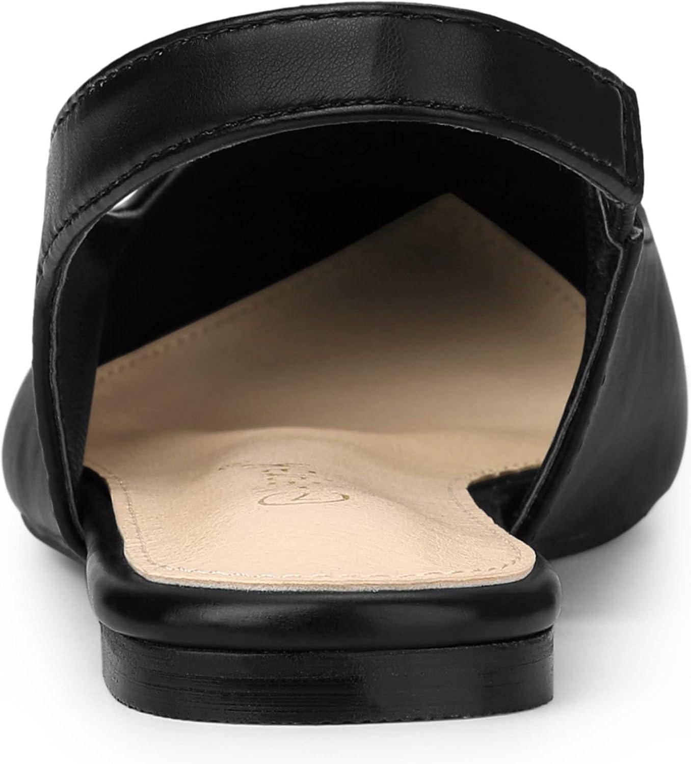 imageAllegra K Womens Pointed Toe Pumps Slingback Flat PumpsBlack
