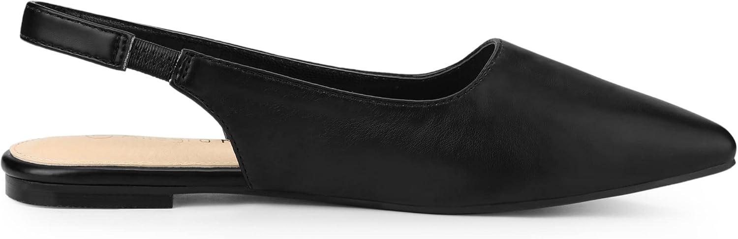 imageAllegra K Womens Pointed Toe Pumps Slingback Flat PumpsBlack