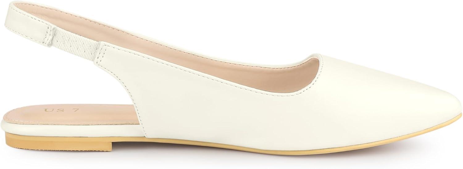 imageAllegra K Womens Pointed Toe Pumps Slingback Flat PumpsCream