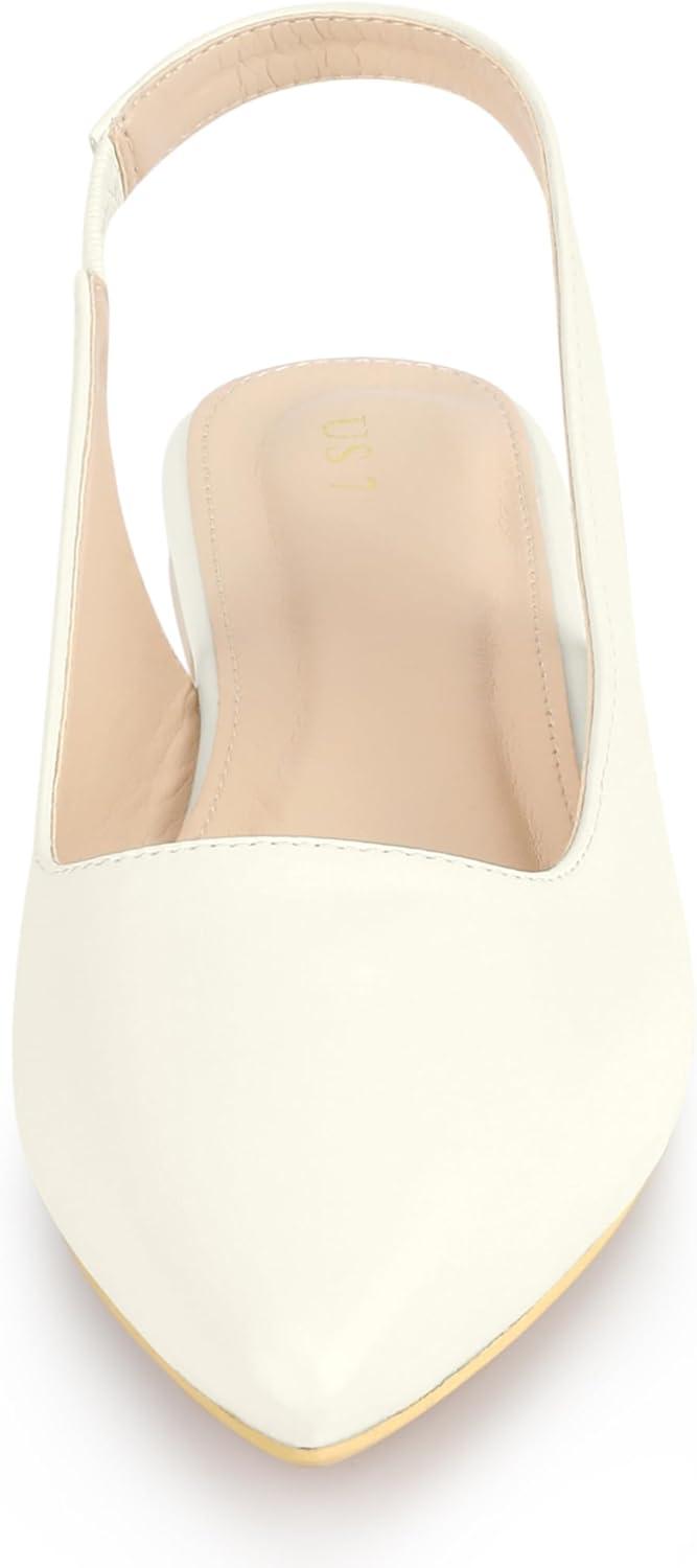 imageAllegra K Womens Pointed Toe Pumps Slingback Flat PumpsCream