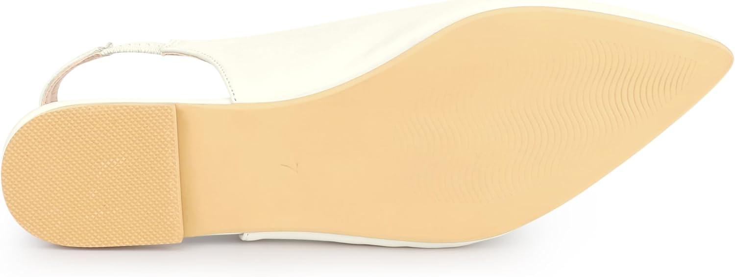 imageAllegra K Womens Pointed Toe Pumps Slingback Flat PumpsCream