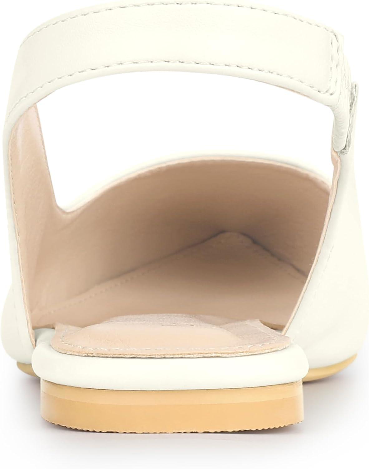 imageAllegra K Womens Pointed Toe Pumps Slingback Flat PumpsCream