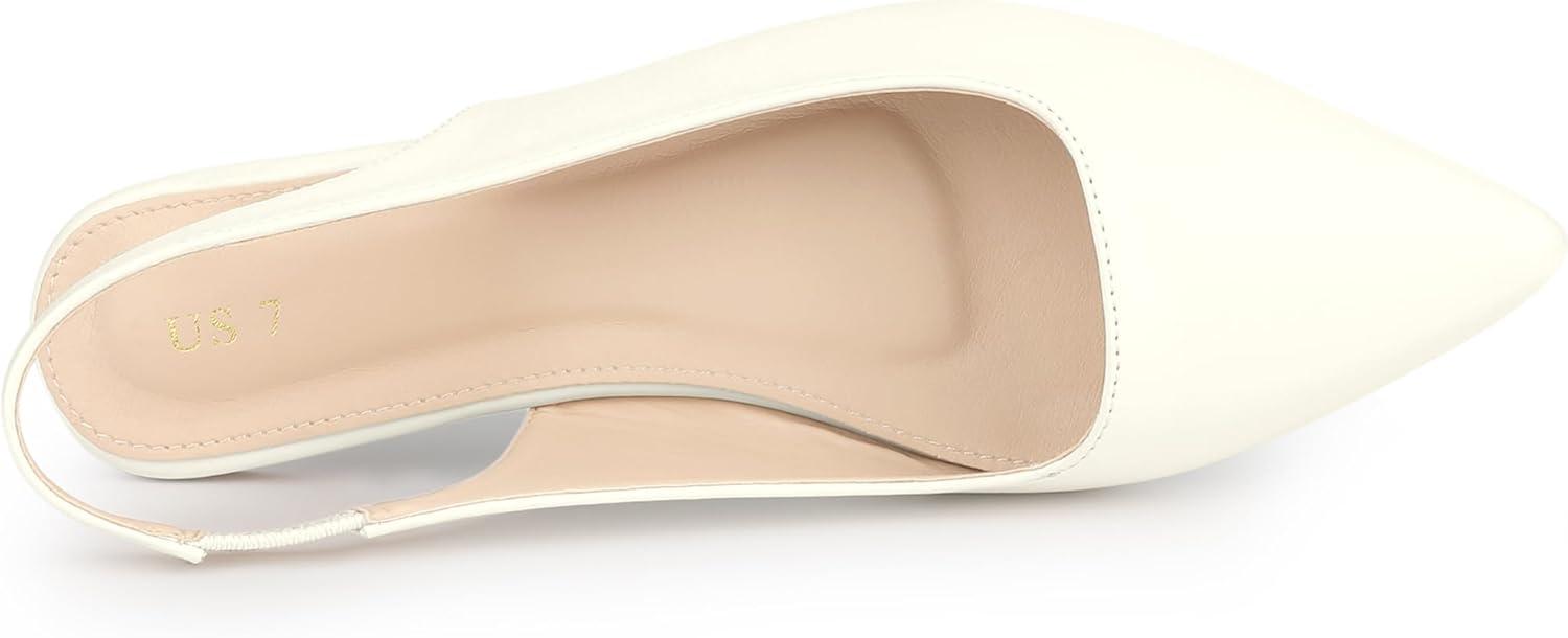 imageAllegra K Womens Pointed Toe Pumps Slingback Flat PumpsCream