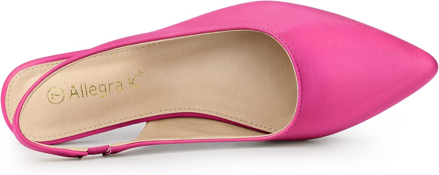 imageAllegra K Womens Pointed Toe Pumps Slingback Flat PumpsHot Pink