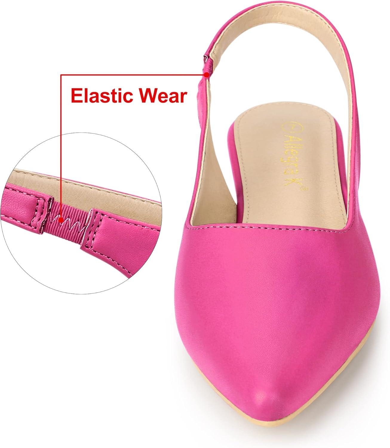 imageAllegra K Womens Pointed Toe Pumps Slingback Flat PumpsHot Pink