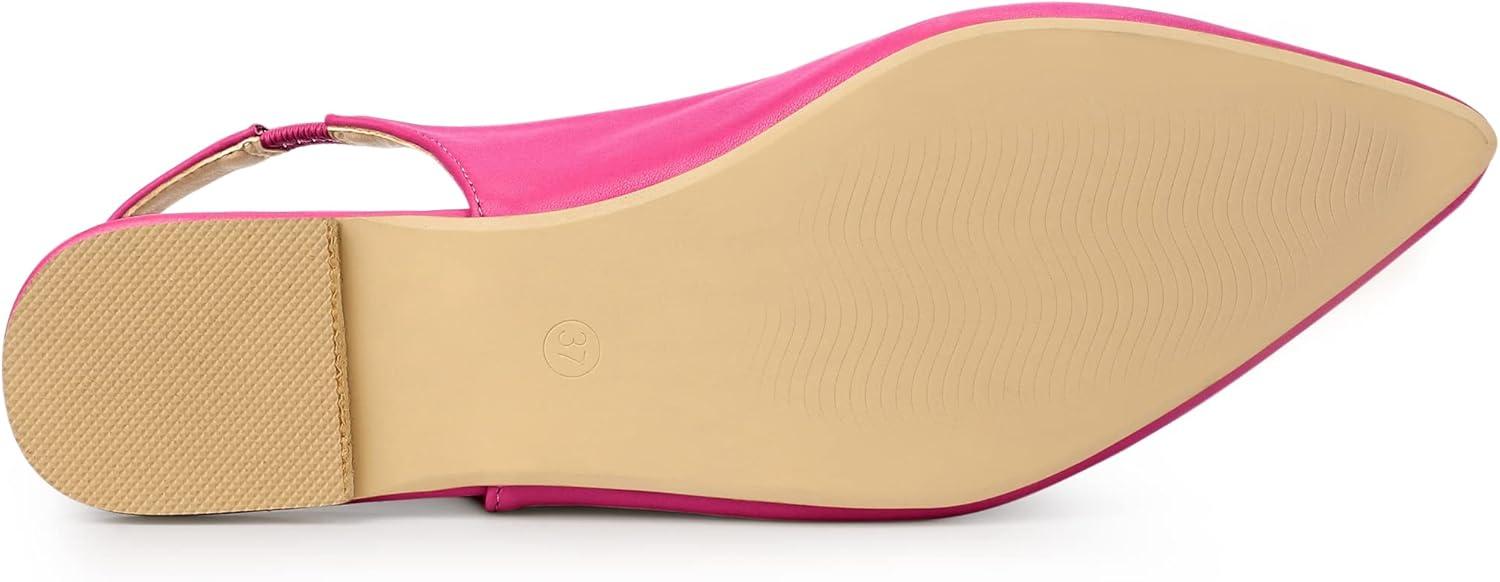 imageAllegra K Womens Pointed Toe Pumps Slingback Flat PumpsHot Pink