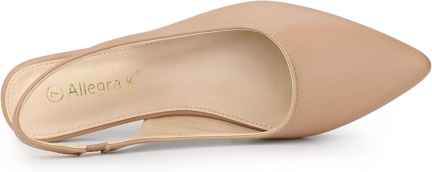 imageAllegra K Womens Pointed Toe Pumps Slingback Flat PumpsNude