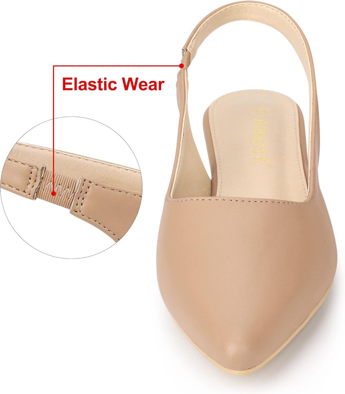 imageAllegra K Womens Pointed Toe Pumps Slingback Flat PumpsNude
