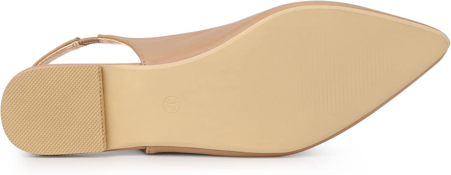 imageAllegra K Womens Pointed Toe Pumps Slingback Flat PumpsNude
