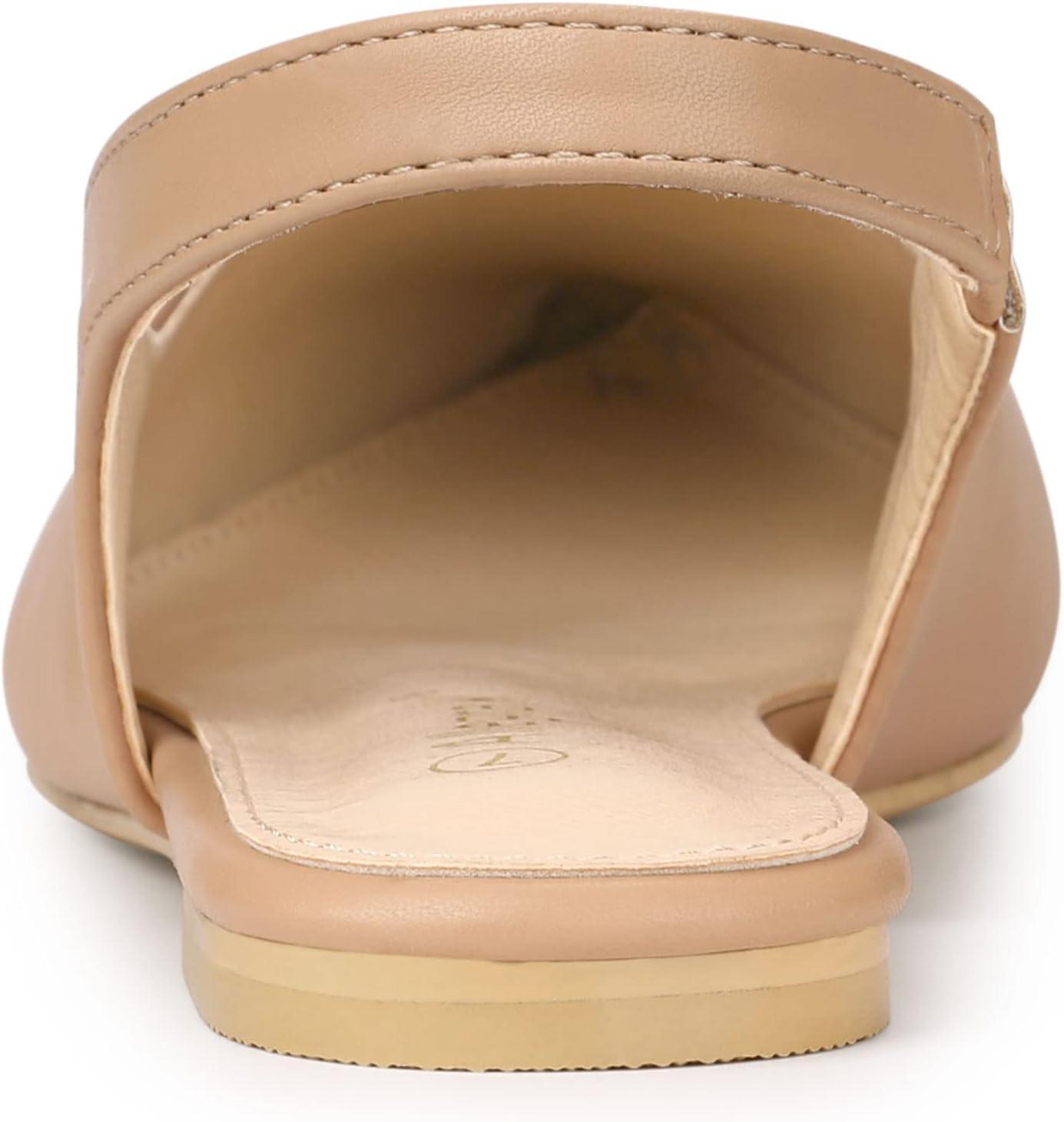 imageAllegra K Womens Pointed Toe Pumps Slingback Flat PumpsNude