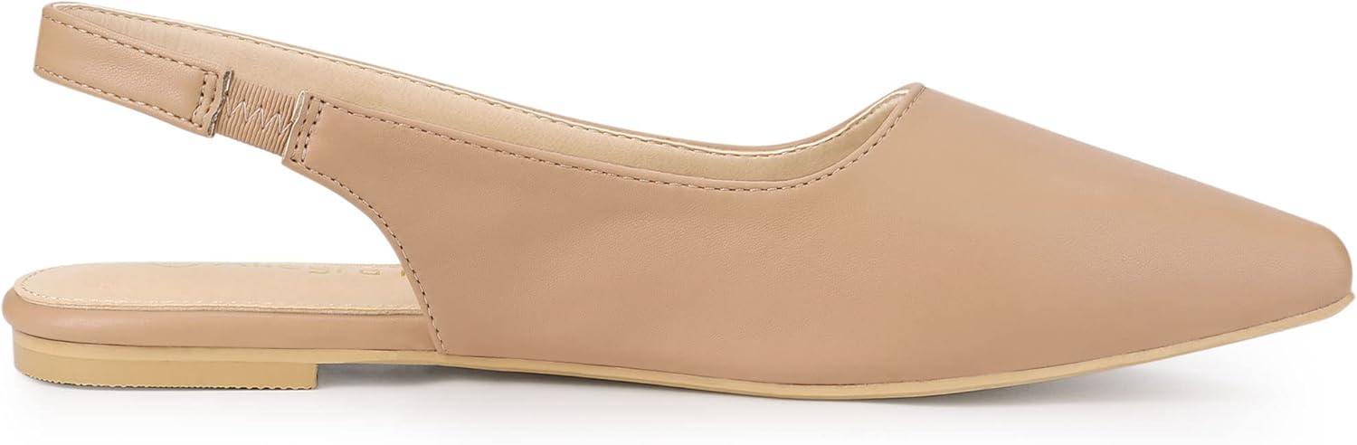 imageAllegra K Womens Pointed Toe Pumps Slingback Flat PumpsNude