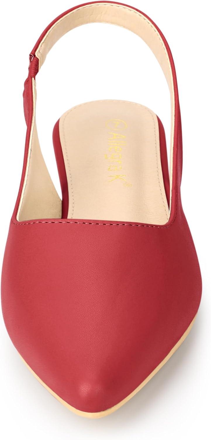 imageAllegra K Womens Pointed Toe Pumps Slingback Flat PumpsRed
