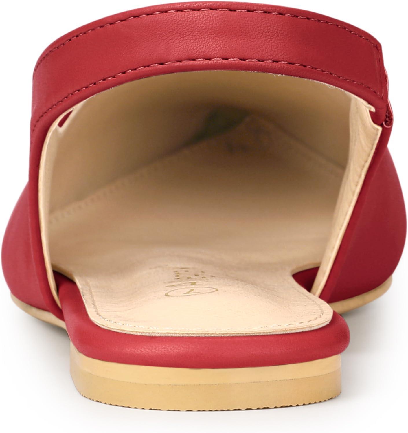 imageAllegra K Womens Pointed Toe Pumps Slingback Flat PumpsRed