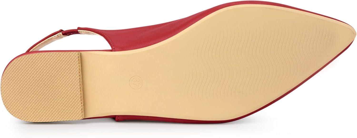 imageAllegra K Womens Pointed Toe Pumps Slingback Flat PumpsRed