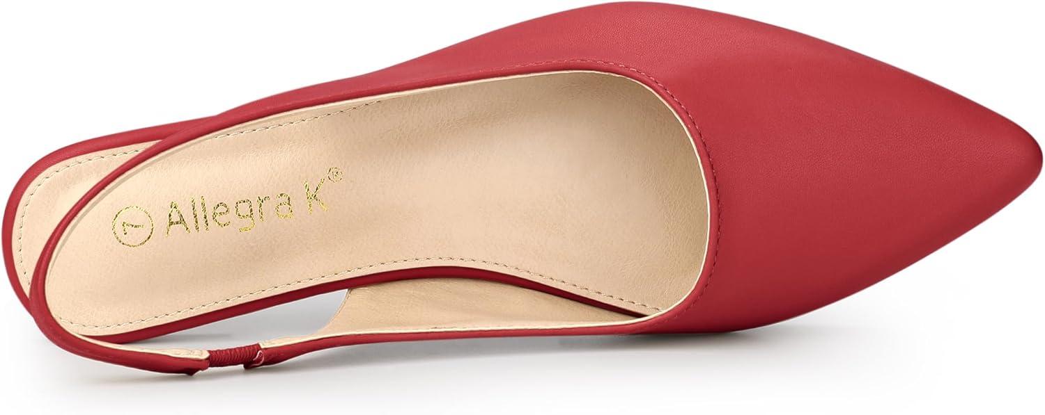 imageAllegra K Womens Pointed Toe Pumps Slingback Flat PumpsRed
