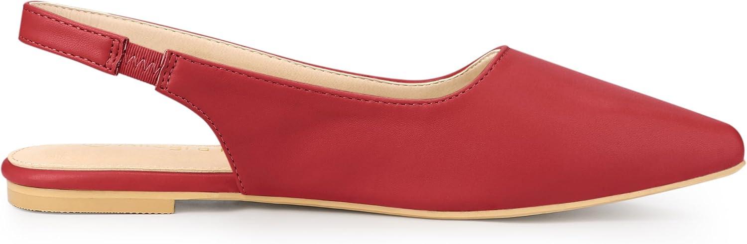 imageAllegra K Womens Pointed Toe Pumps Slingback Flat PumpsRed